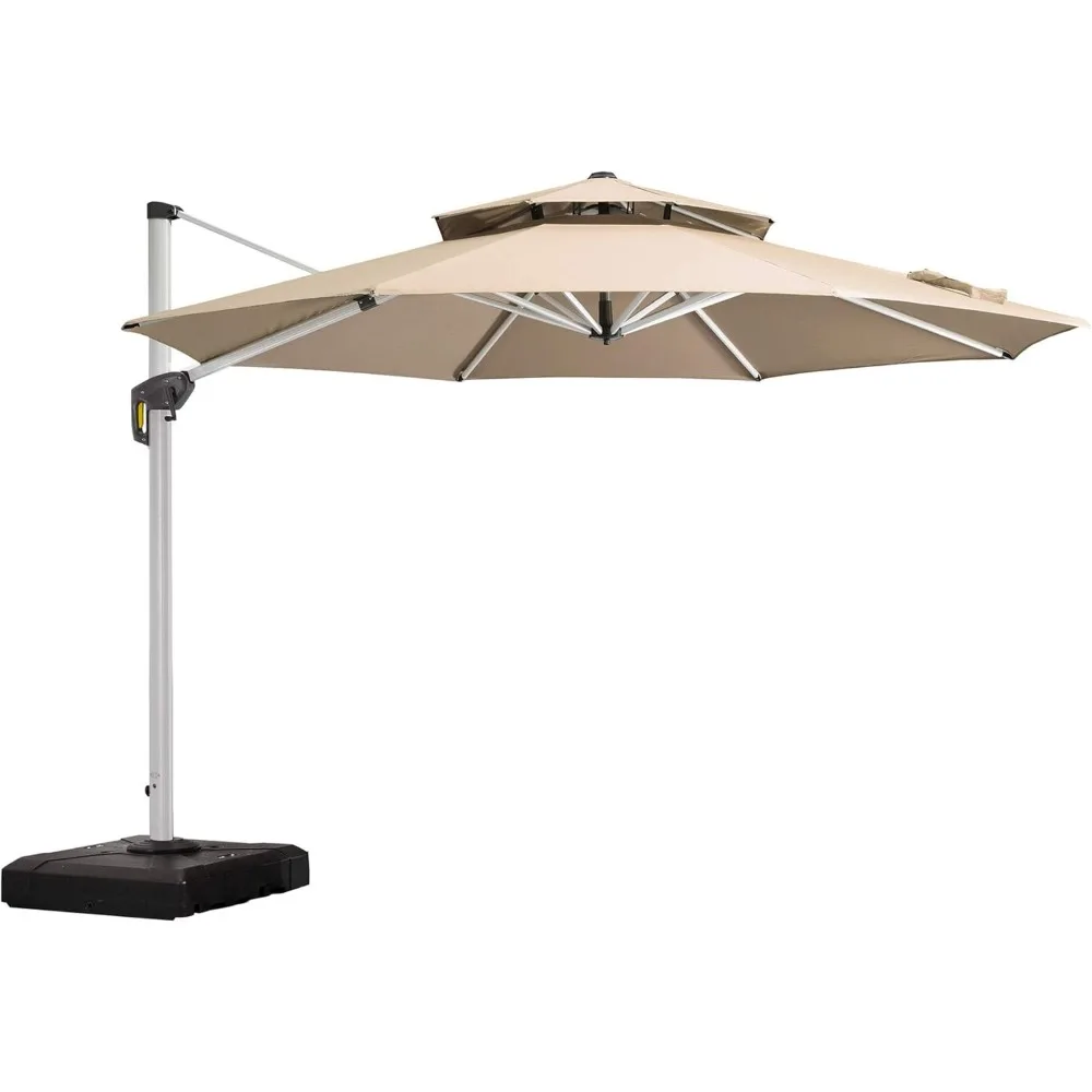 11 Feet Patio Umbrella Outdoor Round Umbrella Large Cantilever Windproof Offset Heavy Duty Sun