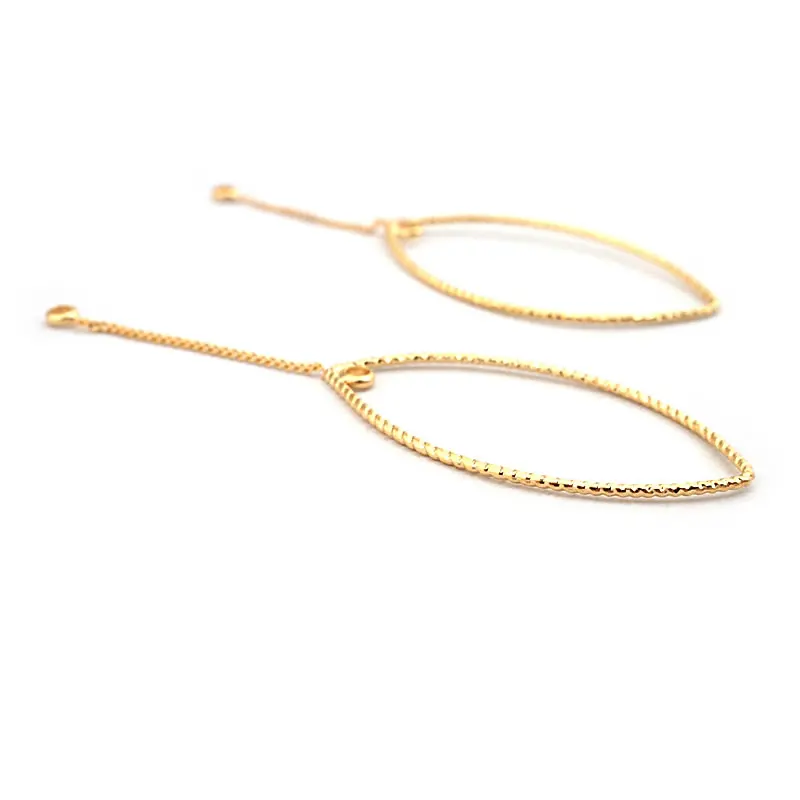 4PCS 18K Gold Color Brass Twisted Wire with Chain Rhombus Charms Pendants Diy Jewelry Making Earrings Accessories for Women
