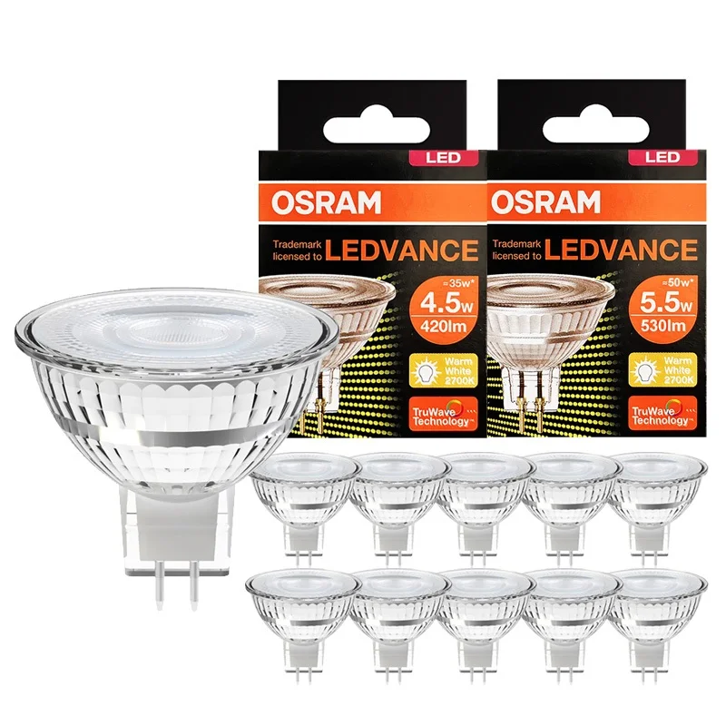 Para OSRAM LEDVANCE LED MR16 GU5.3 Foco 12V 4.5W 5.5W 2700K Blanco Cálido 24 ° 36 ° Downlights de casa de bajo valor de luz angular