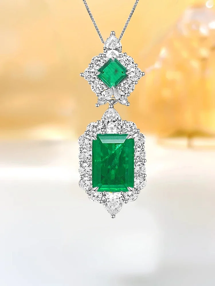 

Luxury Colorful Treasure 925 Sterling Silver Pendant Set with High Carbon Diamonds, Unique and Luxury Wedding Jewelry