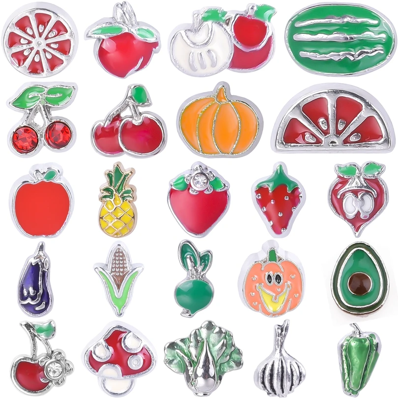 

20pcs Fruits And Vegetables Watermelon Chinese Cabbage Floating Charms Oil Drip Jewelry Making Diy Necklace Earring Accessories