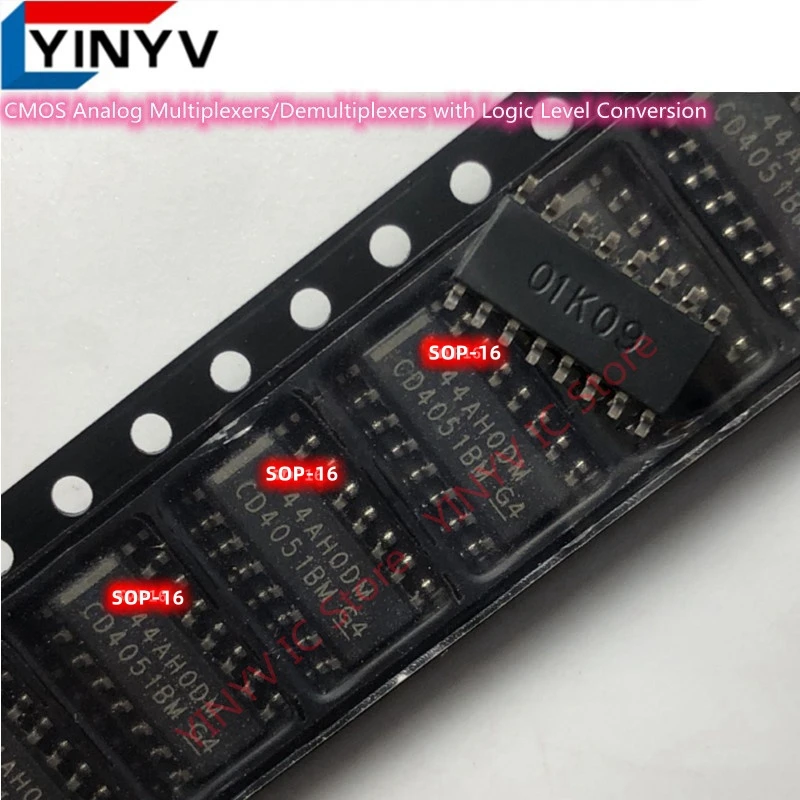 10Pcs CD4051BM CD4051 (same as HEF4051BT HEF4051 HCF4051 CD4051 ) SOP-16 CMOS Analog Multiplexers/Demultiplexers Chipset New