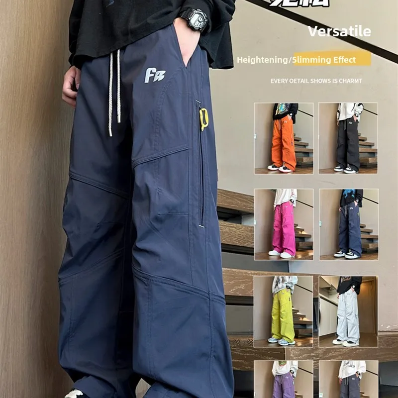 

ex Свободные повседневные брюки с прямыми штанинами American Sle, осень-весна, модная модная рабочая одежда с широкими штанинами, брюки-карго свободного покроя