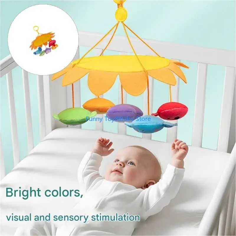 視覚発達と首のトレーニングのための穏やかな回転を備えた柔らかいぬいぐるみベビーベッドモバイルおもちゃ C90B