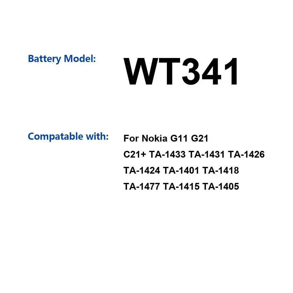 

Аккумулятор WT341 5050 мАч для Nokia G11 G21 C21+ TA-1433 TA-1431 TA-1426 TA-1424 TA-1401 TA-1418 TA-1477 TA-1415 TA-1405