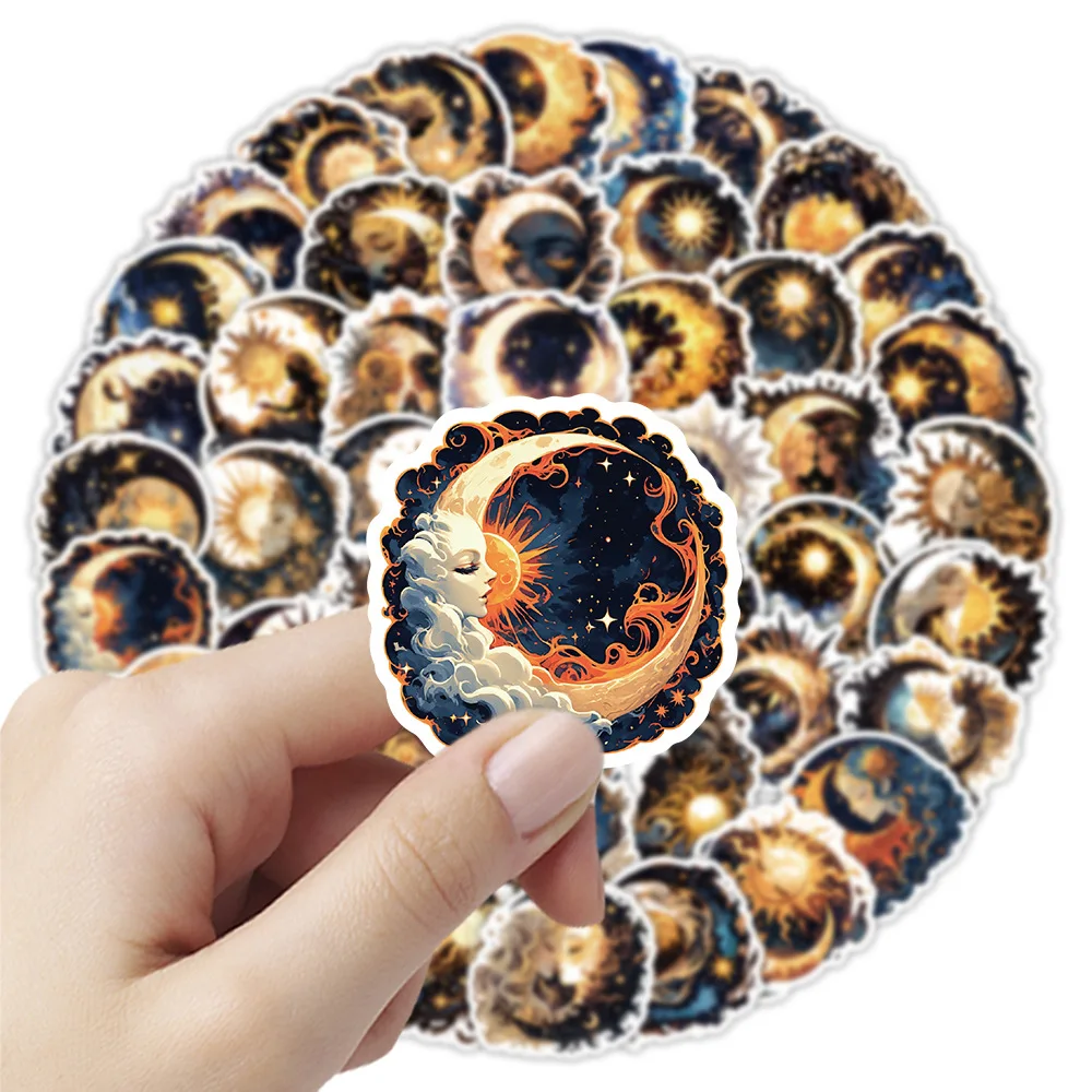 10/54PCS Mysterious Sun Moon Stickers Goddess Grafiti Decals Creative Cartoon Decoration Laptop Guitar Car Bike Skateboard Toys