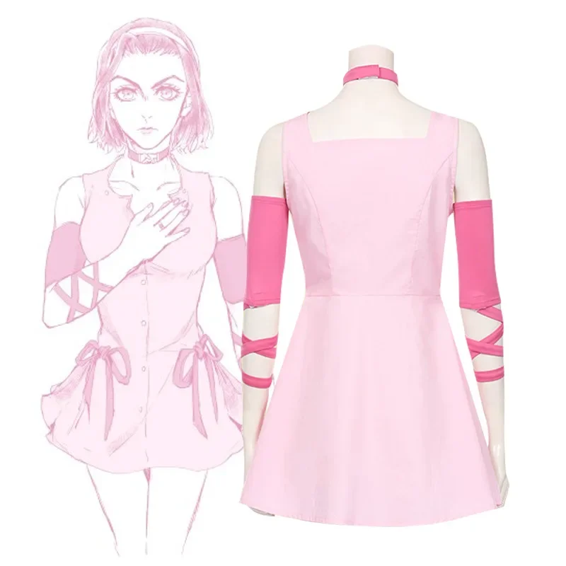 Anime JoJo's Bizarre Adventure Sugimoto Reimi Cosplay Costume Adult Women Pink Dress Suit Halloween Uniform Outfit