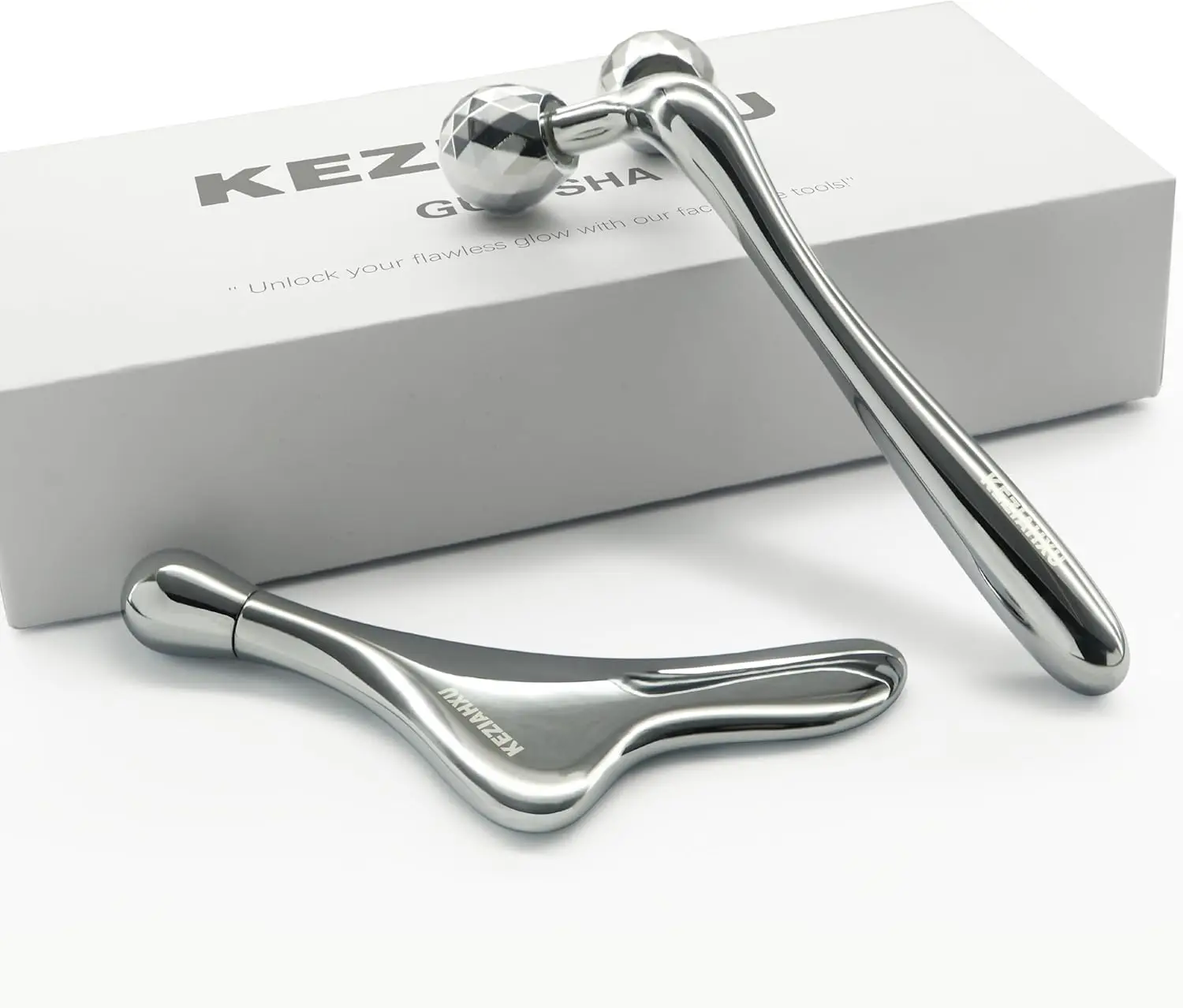 

Массажер для лица 4-в-1 для ухода за кожей, роллер для лица и глаз Гуаша для уменьшения отеков, идеальный подарок для женщин