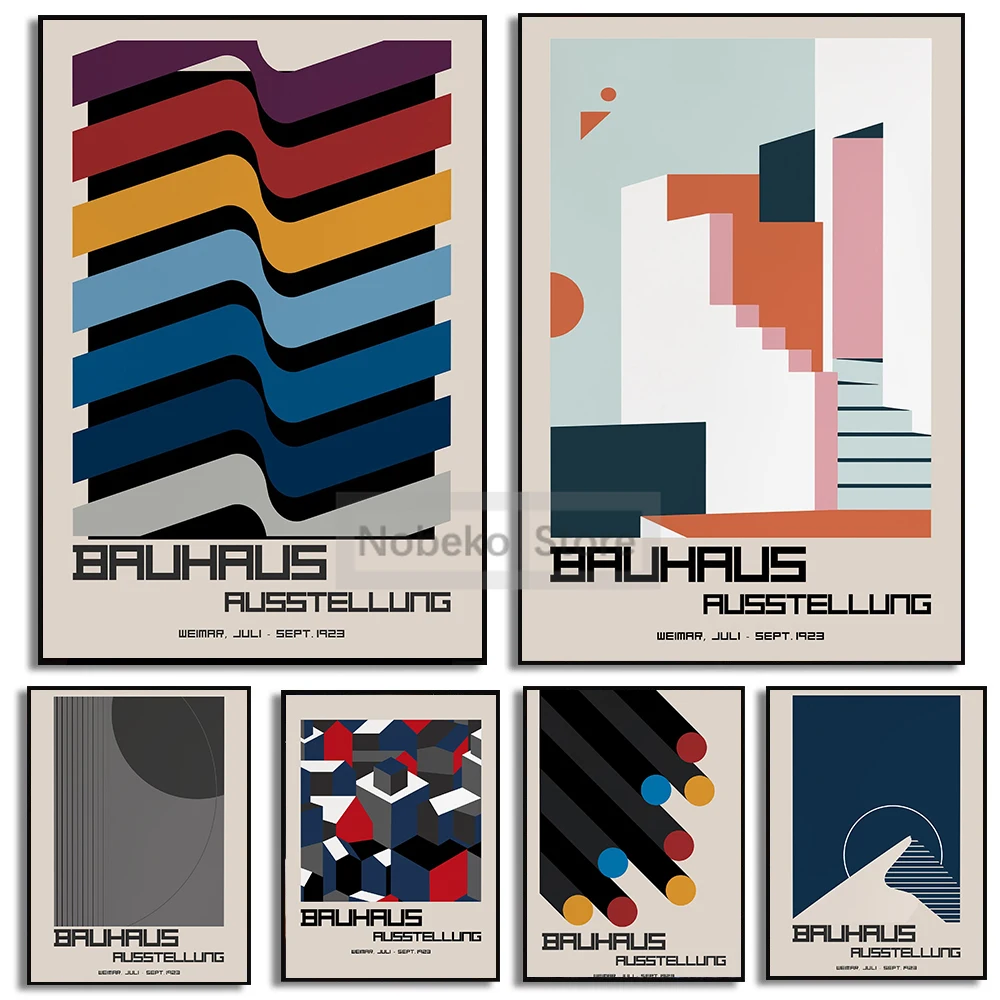 Bauhaus Exhibition Posters Bauhaus Austellung Weimar Prints Canvas Painting Geometric Wall Art Pictures Home Room Modern Decor