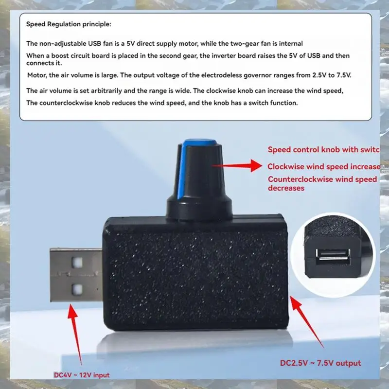 T82C Hot Sale-5V USB Fan Speed Controller Spanningsregeling Module Motor Speed Controller USB-A Interface DIY Heatsink Controle