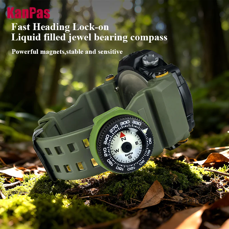 

Мини-компас KanPas с поворотной рамкой/компас со светящимся ремешком на запястье/компас со шнурком/силиконовая основа/ A-18-LH