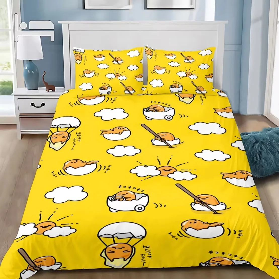 G-Gudetama Bedding Set Funny Lazy Egg Duvet Cover Pillowcase Adult Boy Girl Bedroom Decoration Single Double Large Size