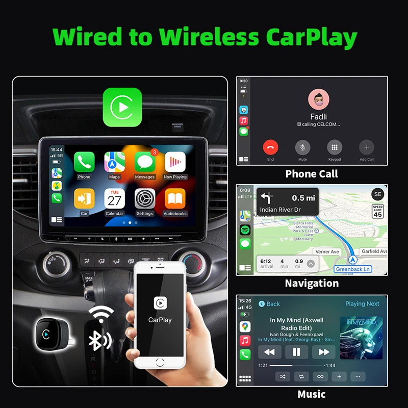 Xiaomi 2 in 1 Wireless CarPlay Adapter Android Auto for Car 5G WiFi Plug Play Fast Connection Universal Fit for iPhone Samsung