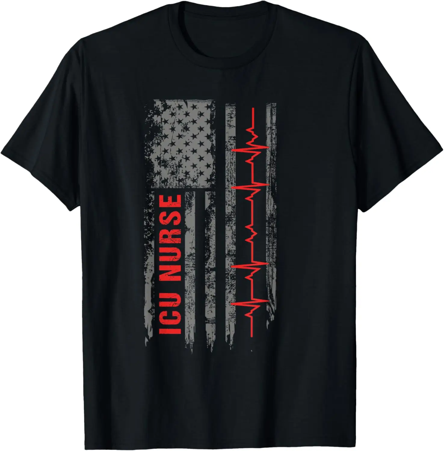 T-Shirt drapeau américain de soins critiques d'infirmière de l'ICU