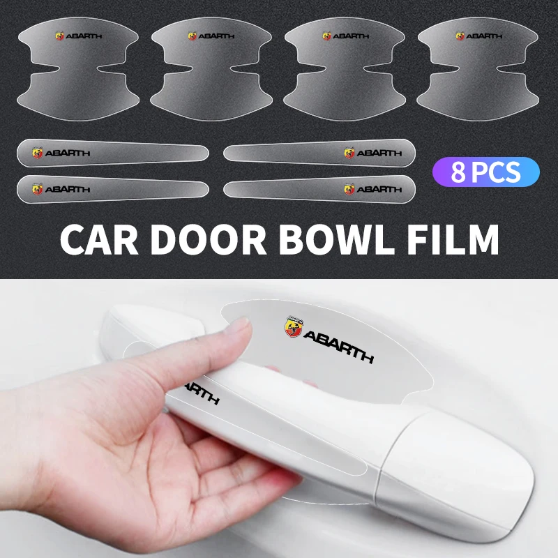 8pcs Car Door Bowl Handle Transparent Protection Film For Abbas Abarth Lingua Legno Punto 124 125 500 595 695 Stilo Ducato