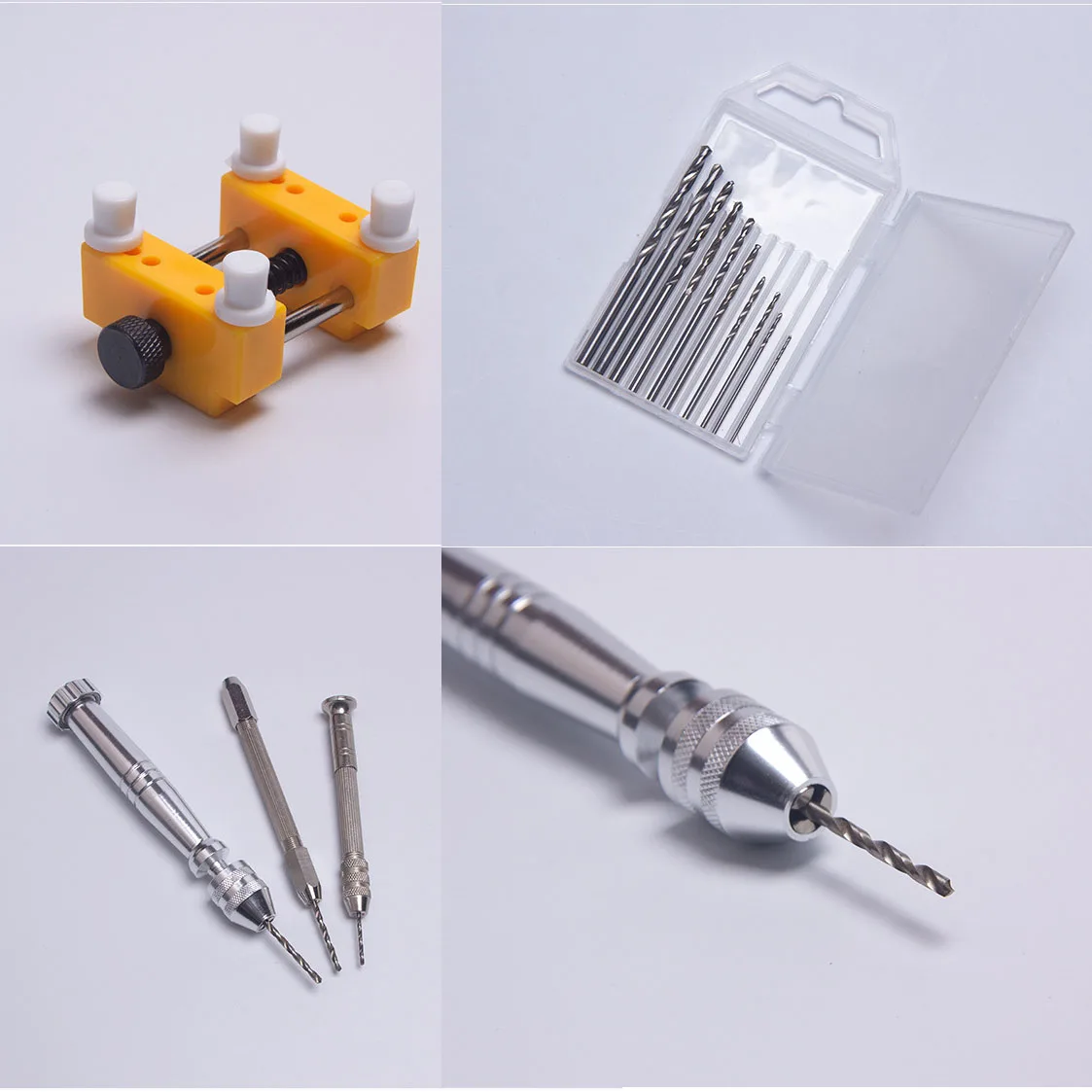 Watch Repair Hand Drill Jewelry Tools Kit Pin Vise for Resin Casting Molds Steel Hand Drill with 10Pc Drill Bits & Fixed Holder