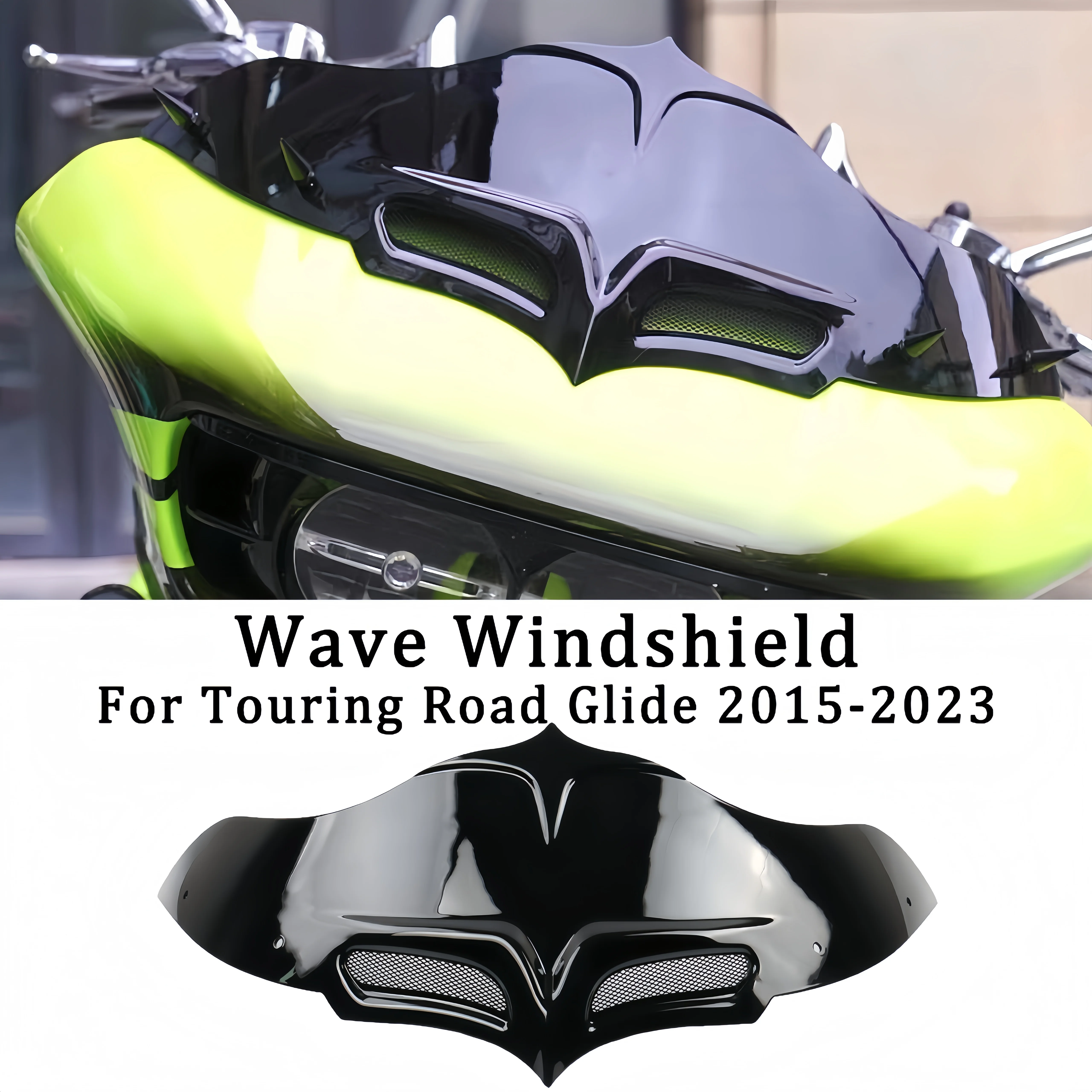 For Harley Touring Road Glide 2015-2023 Black Wave Motorcycle Windshield Upper Windscreen Wind Deflector Fairing Case