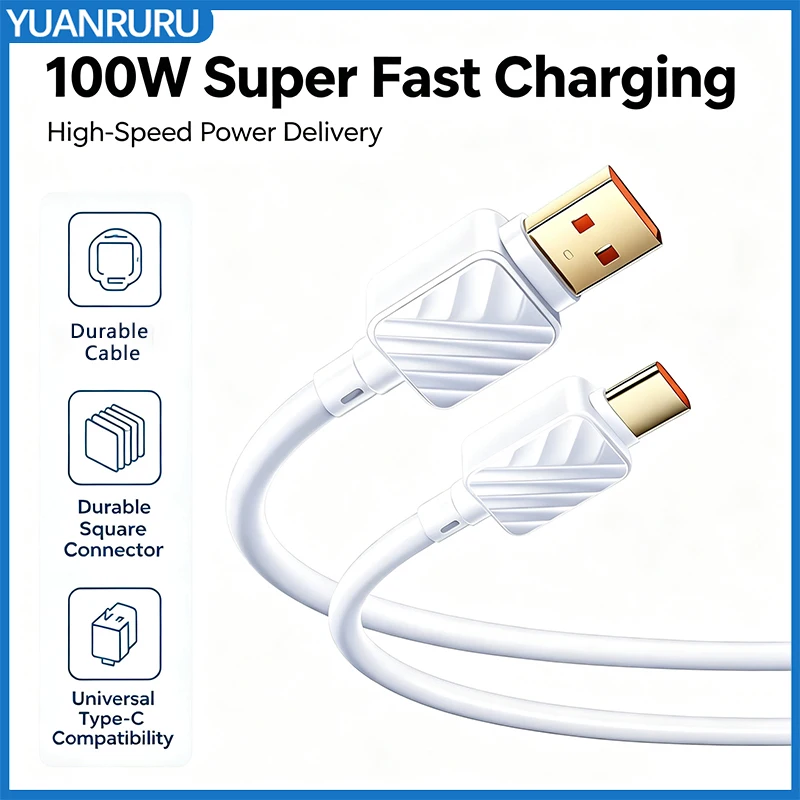 6A USB To Type C Cable for Huawei Xiaomi PD 100W Fast Charging USB C Data Cord Quick Charge for Samsung Oneplus