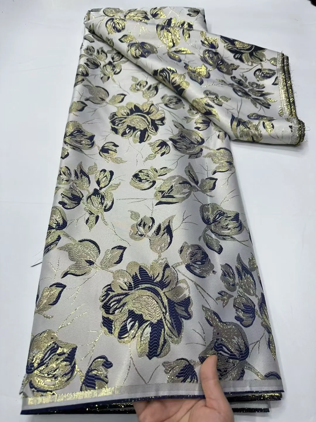 

African Jacquard Lace Fabric French Net Embroidery Lace 2025 High Quality Nigeria Brocade Fabric for Women Wedding DressesCW6297