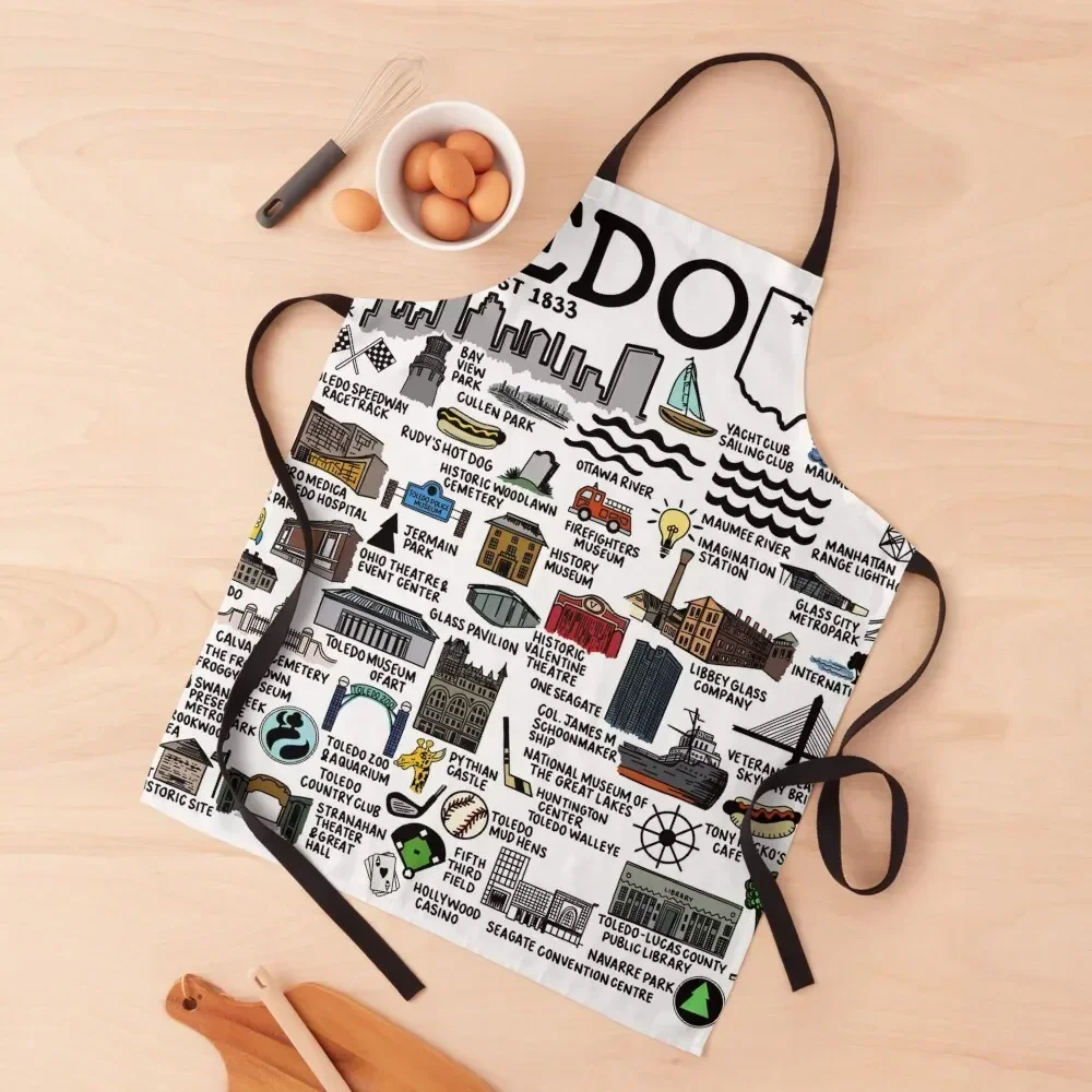 Toledo Ohio Map Apron kitchen gadgets work gowns for women cleaning Teacher Hairdresser Apron