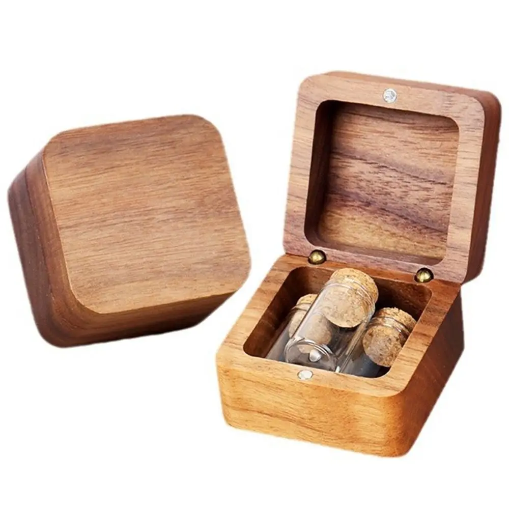 صندوق تذكار خشبي لشعر الحيوانات الأليفة، صندوق تخزين الحبل السري لشعر الطفل الكرتوني الإبداعي، حاوية تذكارية محمولة مقاومة للغبار