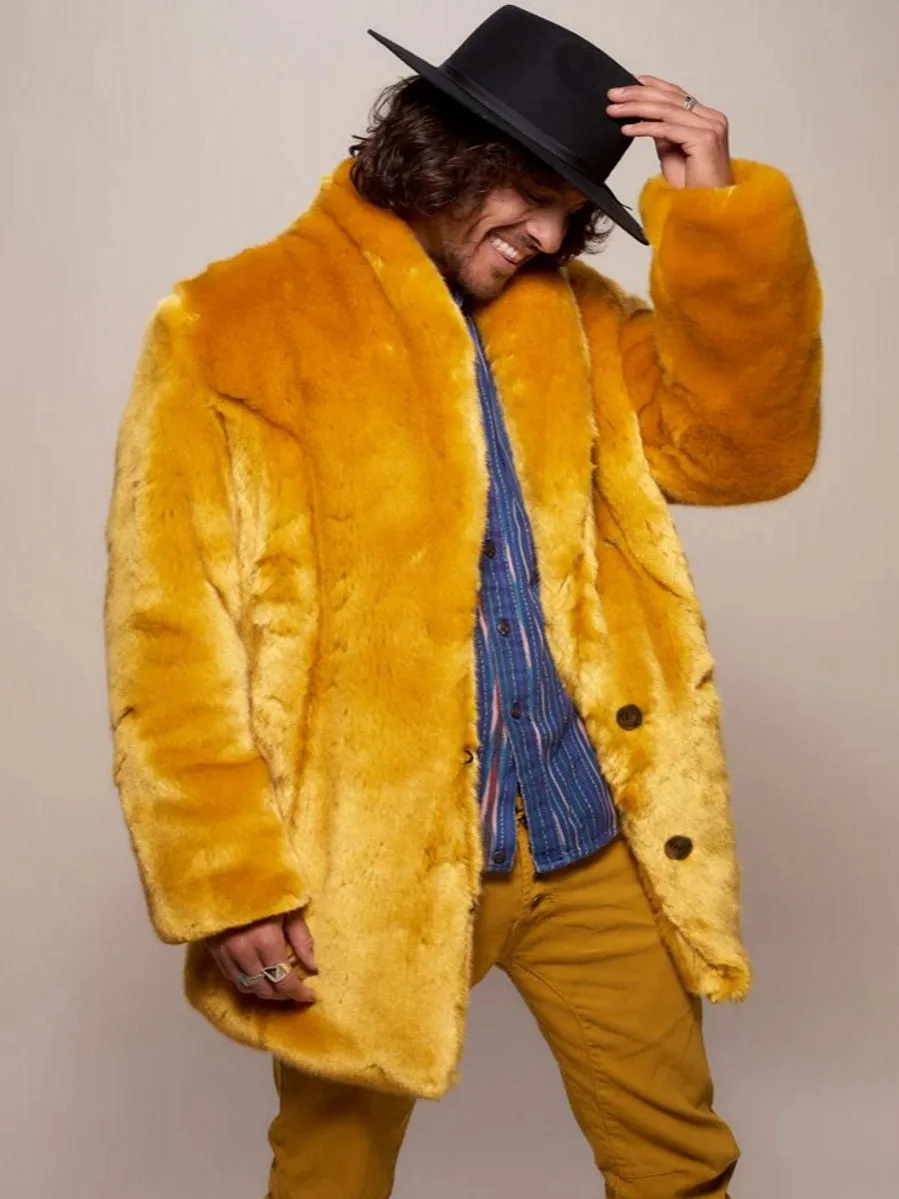 メンズフェイクファーコート,イエロー,ファッショナブル,個性,快適,ラージサイズ