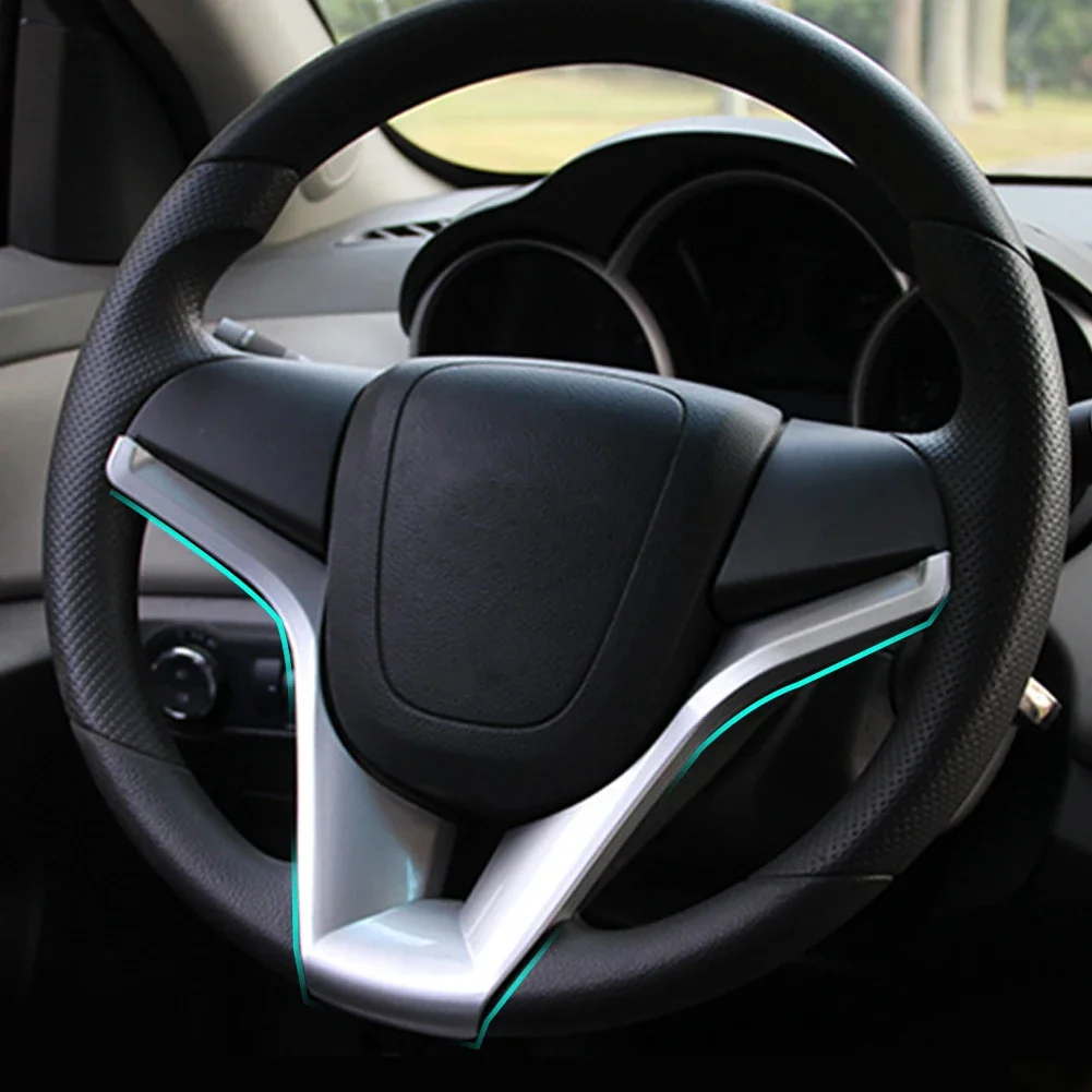 Car Accessories Fit for Chevrolet Cruze Trax Tracker Sonic Car Styling Steering Wheel Chrome Trim Cover Insert Sticker