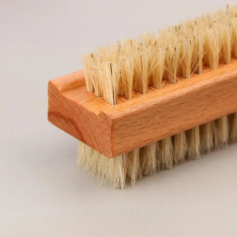 1 pz spazzola per pulizia unghie morbida bifacciale con manico in legno per manicure pedicure rimozione polvere e strumento per la pulizia delle unghie