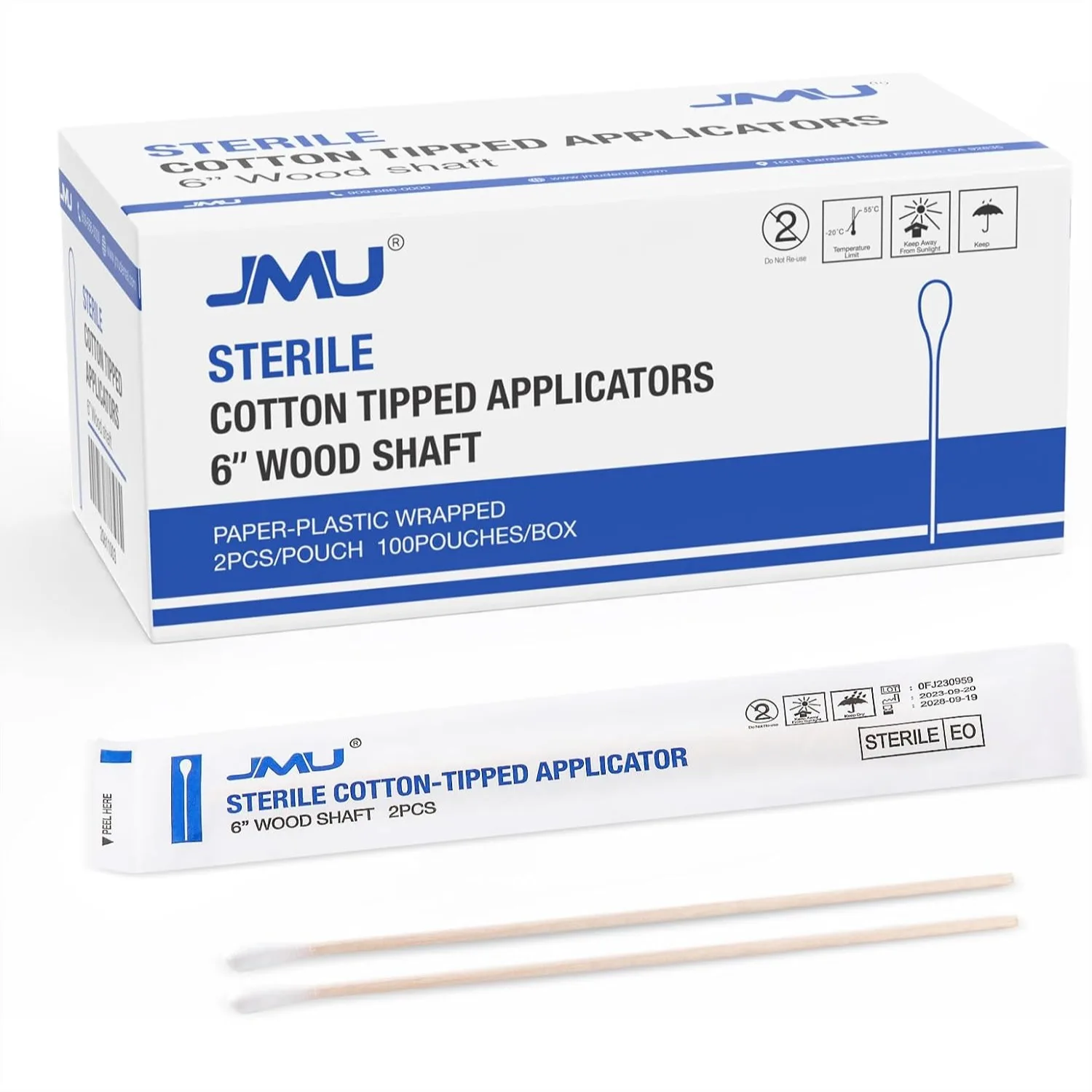 

Sterile Cotton Tipped Applicators 6 Inch, 200 Count Long Cotton Swabs with Wood Shaft for Medical and Home Use