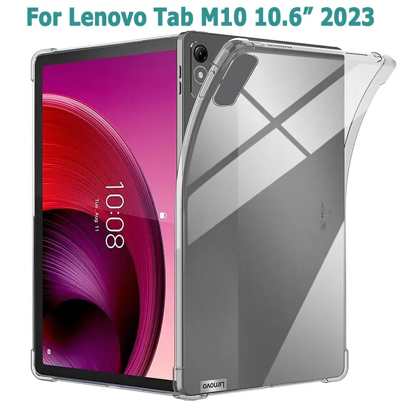 Tablet Back Case For Lenovo Tab M10 10.6 inch 2023 Transparent TPU Silicon Shockproof Airbags Protective Cover Soft Clear Shell