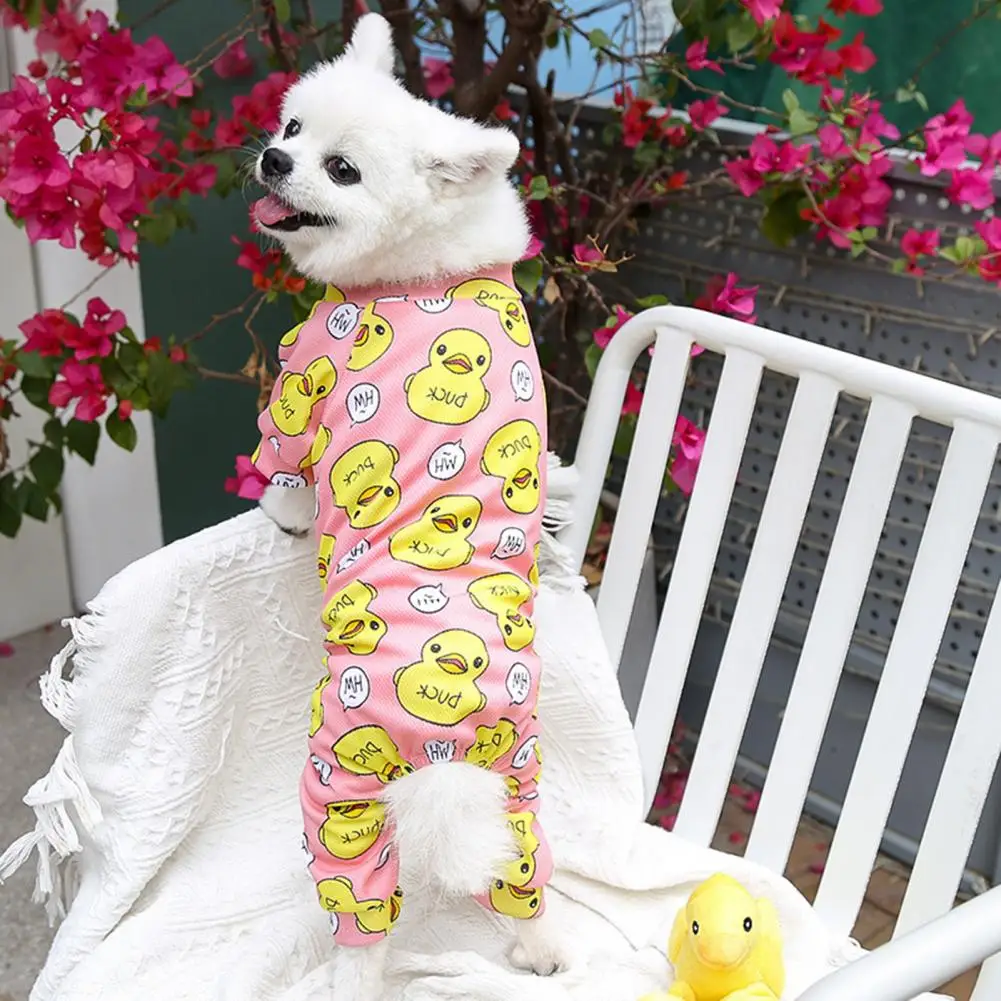 Wearable Pet Pajamas High Elasticity Lovely Breathable Dog Pajamas Small Warm Puppy Outfit