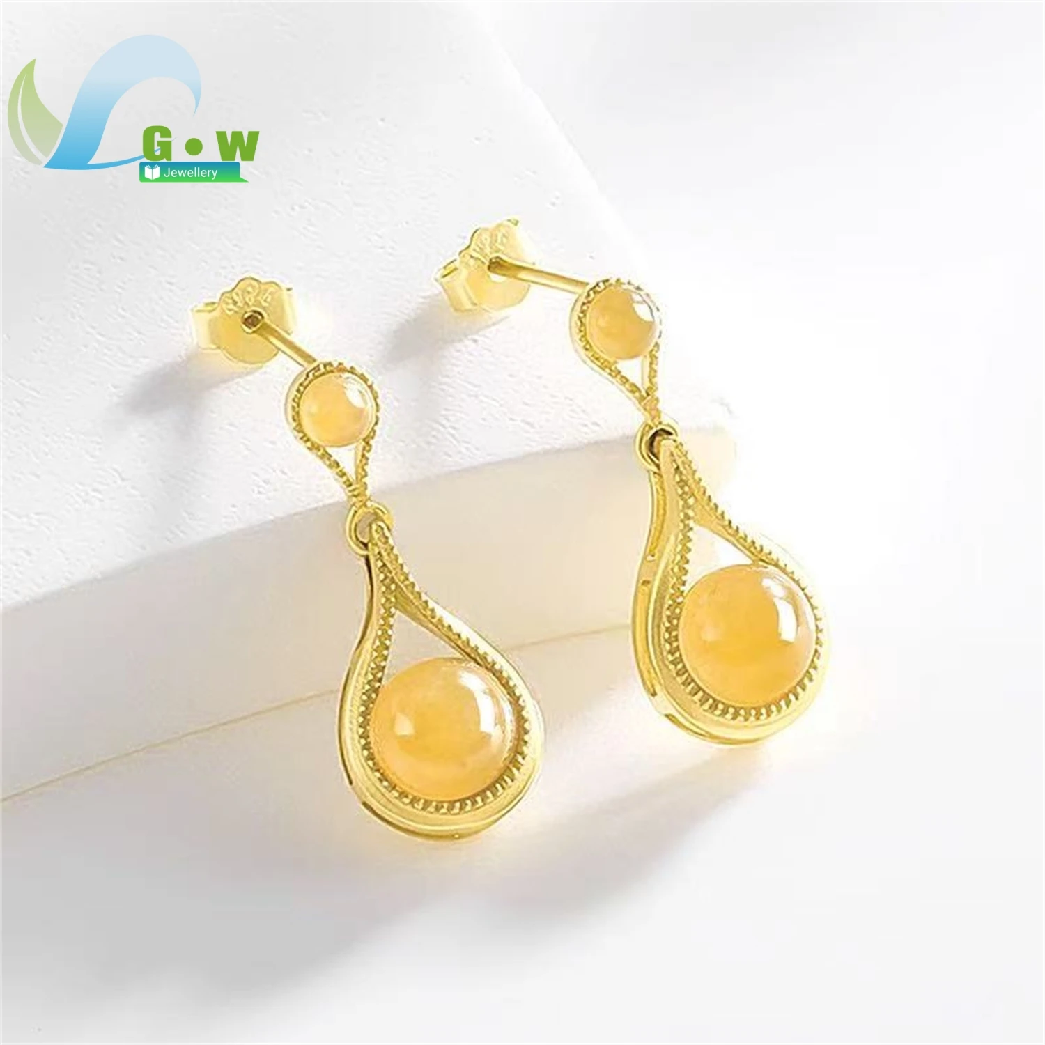Natural Old Material Hetian Sugar Jade Stud Earrings Women Ice Translucent Gemstone Drop Dangle Minimalist Elegant Jewelry Charm