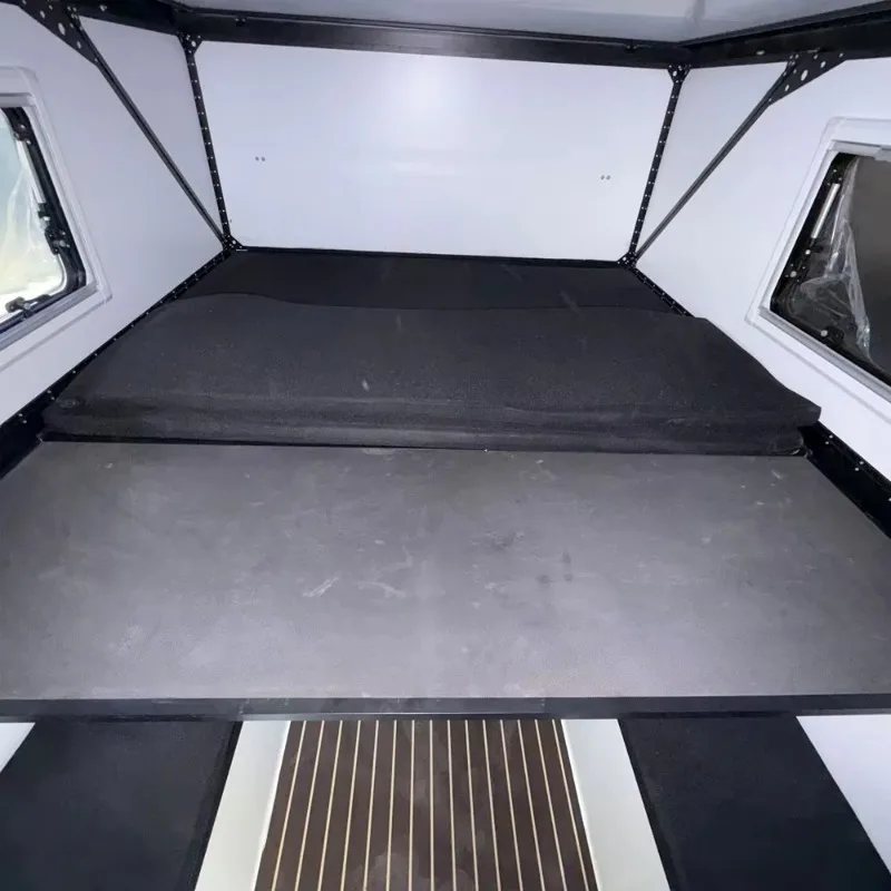 Compact Pop Up Pickup Truck Camper Tent Hard Shell Design, Fully Equipped Camping Pod with Bed Platform Solar Ready Roof view 4