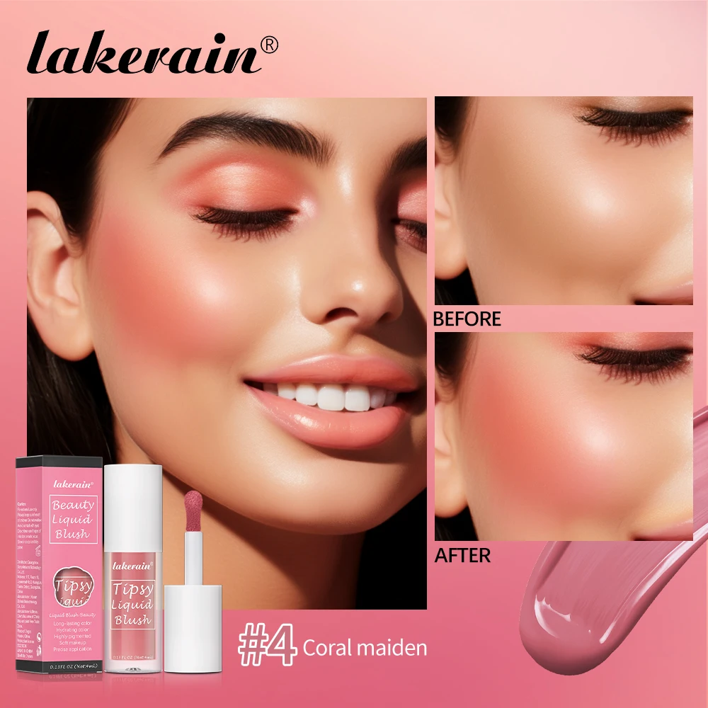 أحمر خدود سائل من Lakerain Beauty مقاوم للماء يدوم طويلاً، أحمر خدود للوجه، خفيف الوزن وعالي الصبغة، مستحضرات تجميل أحمر الخدود الطبيعية #1