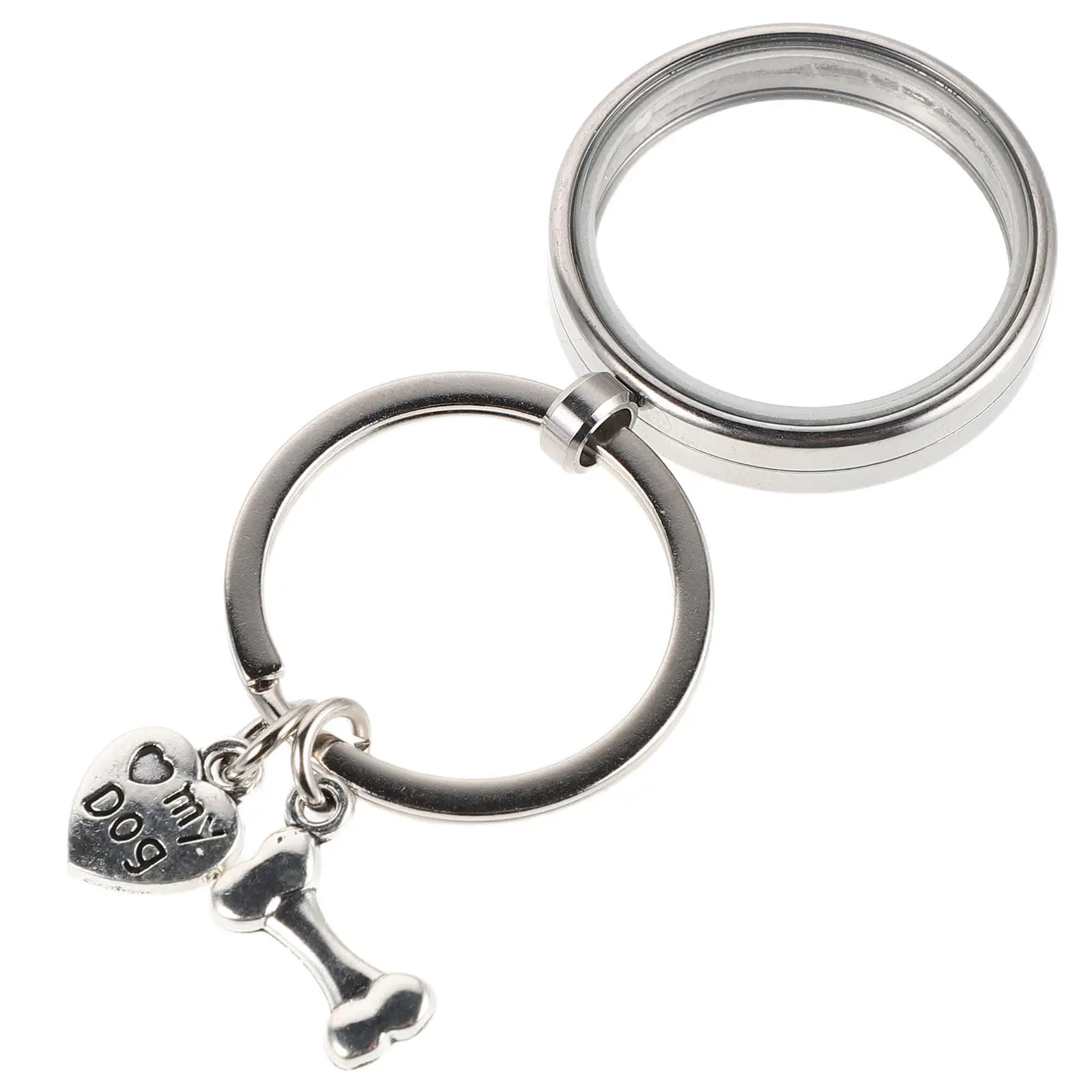 Llavero conmemorativo para el pelo de perro, relicario para guardar el pelo, ideal para cenizas y fotografías, con dije en forma de corazón y huella de pata, panel transparente de cristal, urna conmemorativa para mascotas.