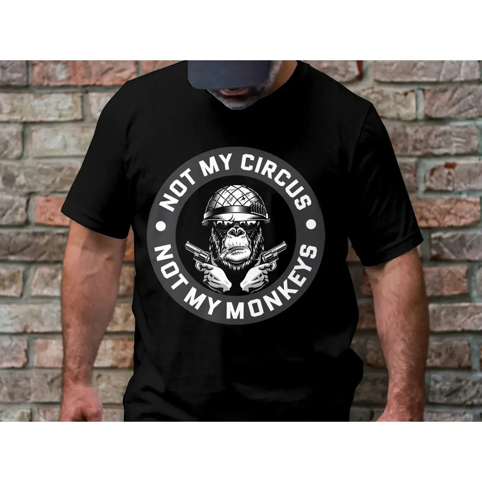 Not My Circus Monkeys Funny T Shirt Cool Gorilla Design Trendy Casual Wear Statement vintage Washed Versatile streetwear