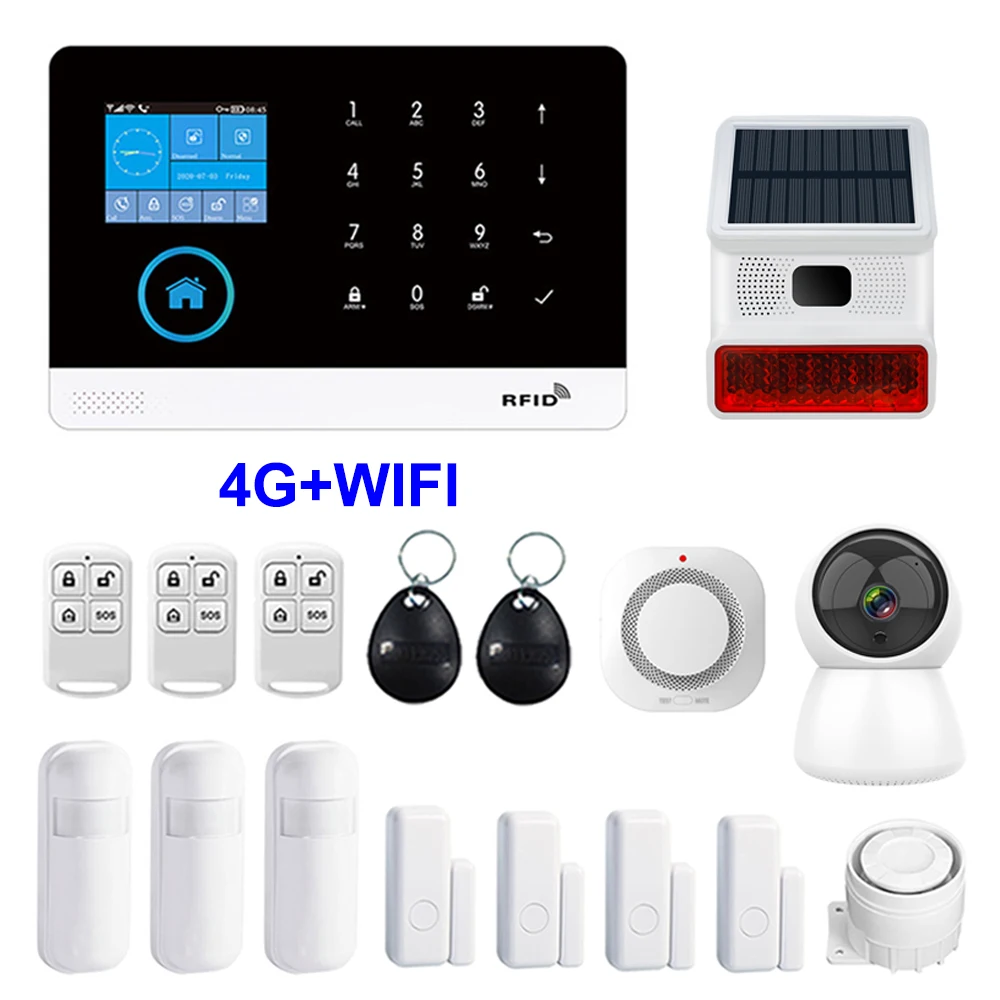 

TAIBOAN PG103 2.4 inch Screen 4G WIFI GSM Home Bulgar Security System for Home 433MHz APP Control RFID Card with PIR Motion