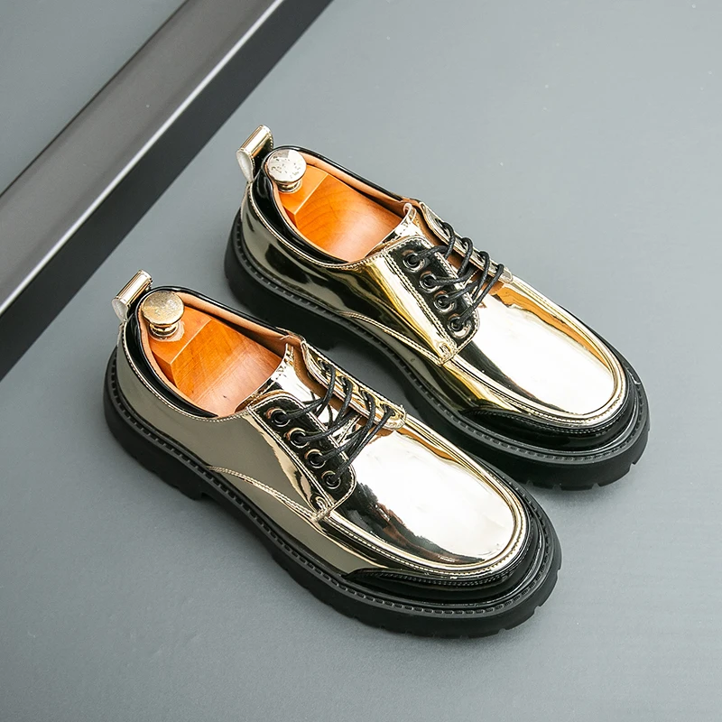 

Men Fashion Height-increasing Derby Shoes American Casual Thick-soled Anti-slip Business Brand Leather Shoes Social Shoes Men