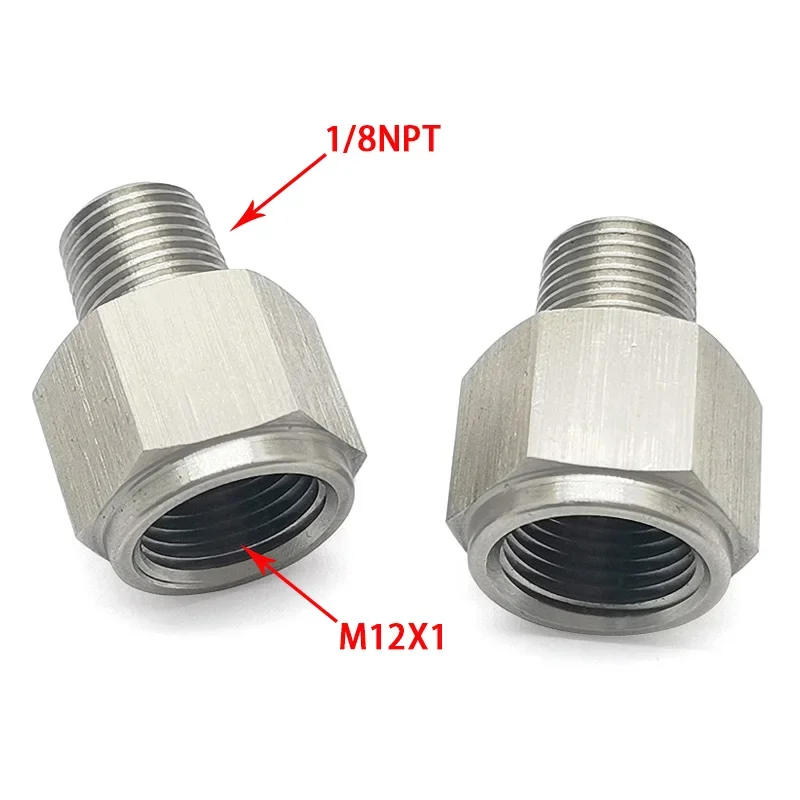 Высококачественный адаптер манометра масла из нержавеющей стали 1/8NPT «папа» на M12x1,0 «мама» для точного измерения давления масла