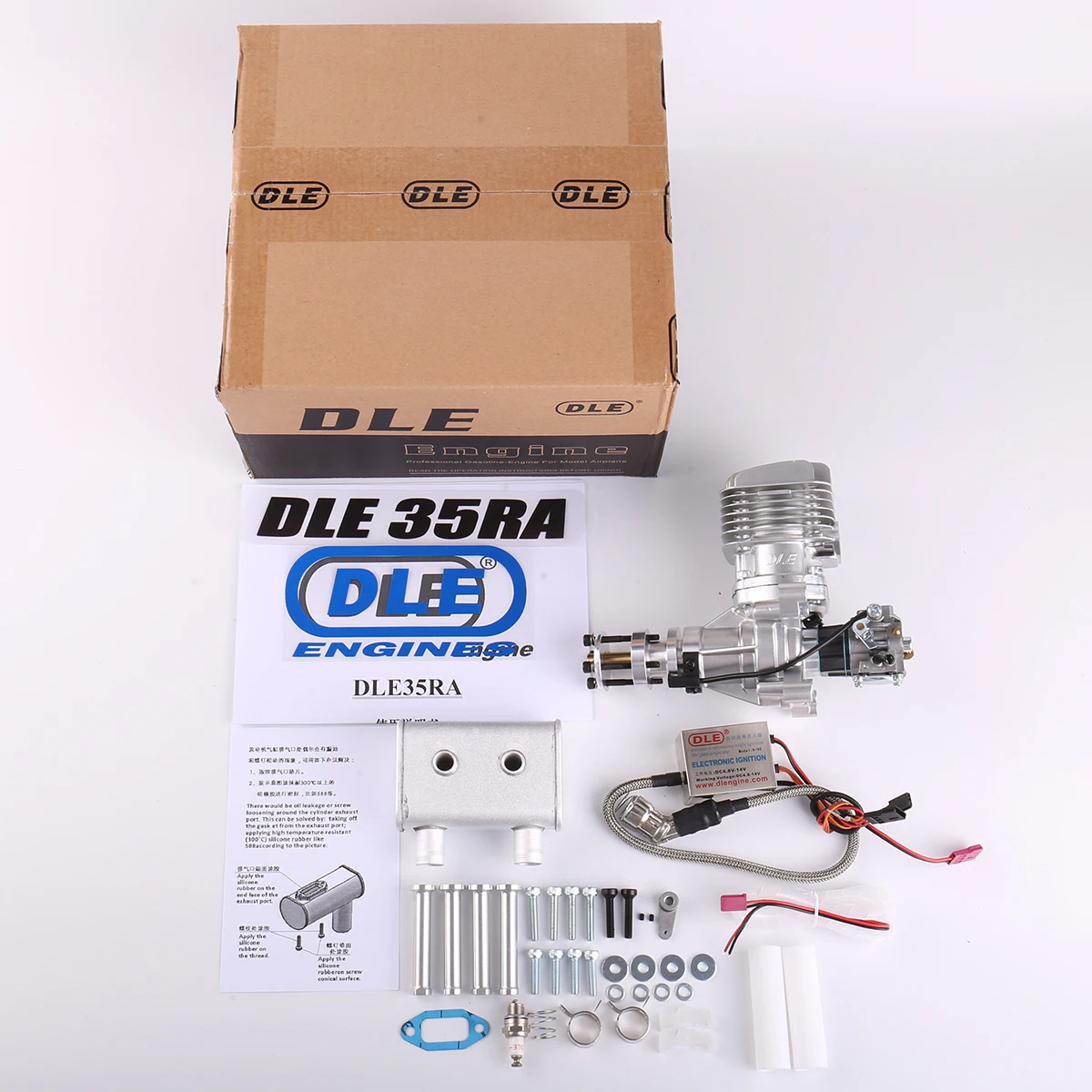 DLE35RA 35cc DLE GAS Engine For RC Airplane Fixed Wing Model Single Stroke Two Exhaust Wind Cold Hands Start Ater Stroke