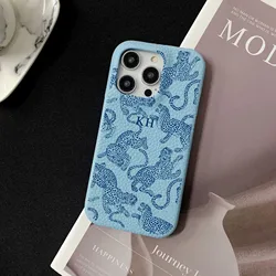 Personalised Customized Name Glitter Leather Case For iPhone 16 15 14 13 12 11 Pro Max 16pro Initials Letters DIY Engraved Cover