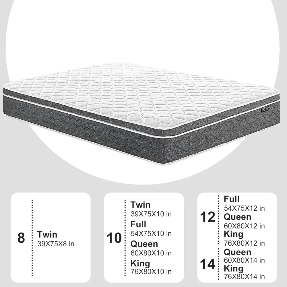 Queen Mattress 14 Inch Queen Size Mattresses - Memory Foam & Individually Pocket Coils Springs | Pressure Relief Bed Folding