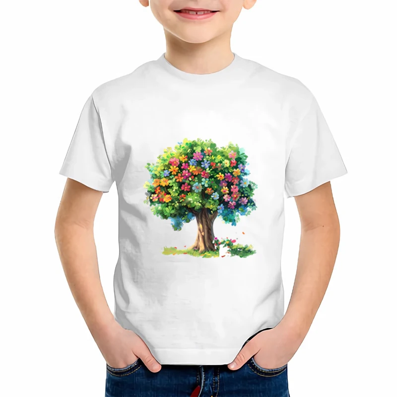 20cm kids Cartoon Color trees Iron On Heat Transfer Sticker For Clothes Pinted Vinyl Thermal Appliques Washable T-Shirt Decal