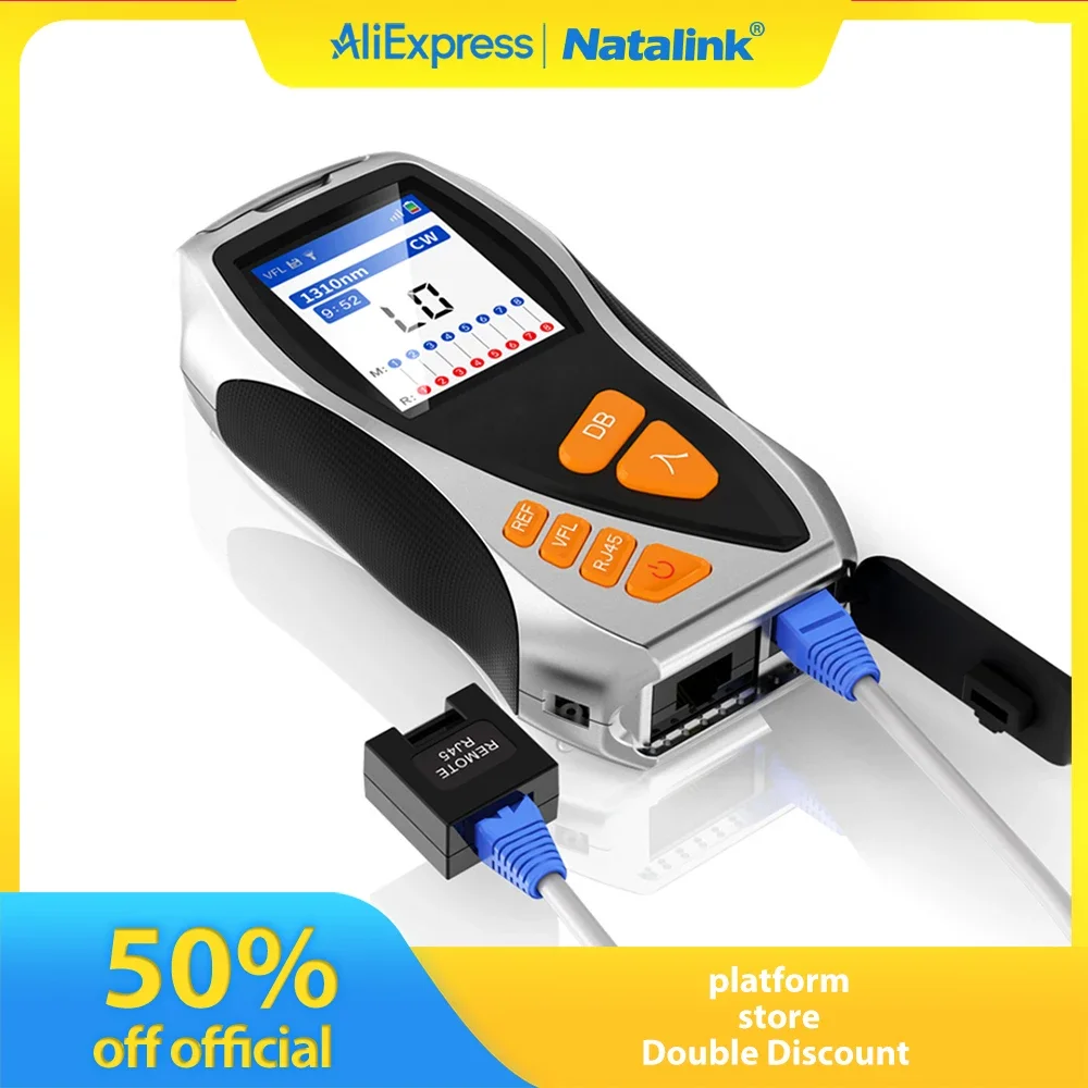 

Natalink 5 in 1 OPM Optical Power Meter with VFL Fiber Optic Visual Fault Locator RJ45 Tester Rechargeable -50~+26 Cable Tester