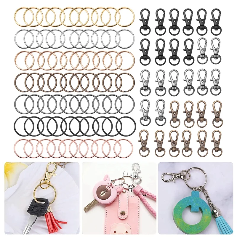 140Pcs Keyrings Carabiner Keyring Swivel Snap Hook Lobster Clasp Key Chain Clip Keyring For Keyring