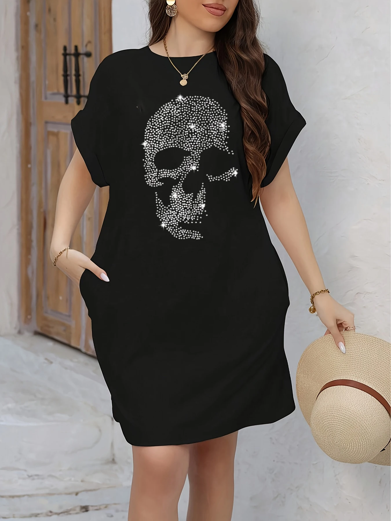 Robe t-shirt graphique Paris décontractée pour femmes, manches courtes, col rond, coupe ample, printemps et été