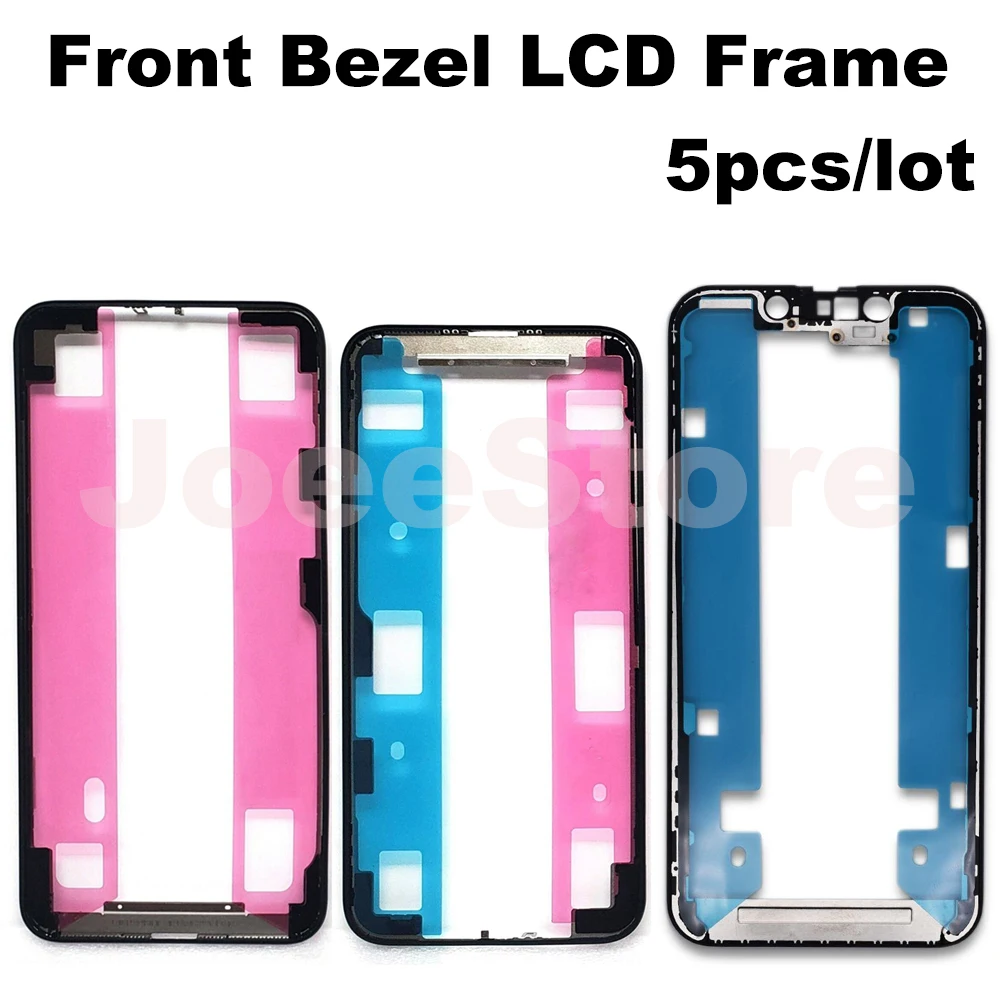 5pcs Front Bezel Frame LCD Screen Holder For iPhone 15 14 13 12 11 Pro Max Mini Display Middle Chassis Frames With Adhesive Tape