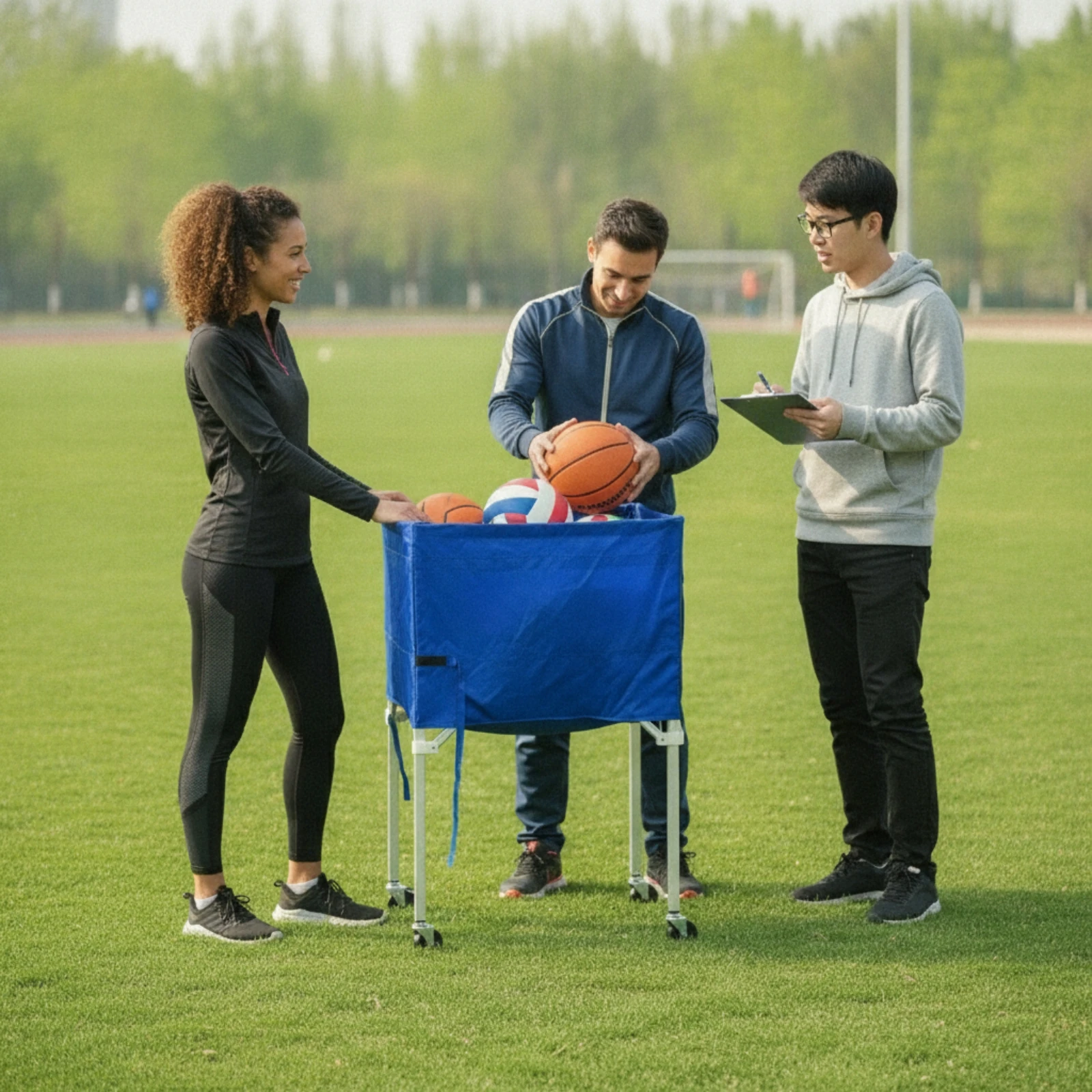 Collapsible Ball Cart Lightweight Foldable Ball Cart Sports Equipment Organizer Four-Wheel Heavy-Duty for Coaches, Gym, School - view 6