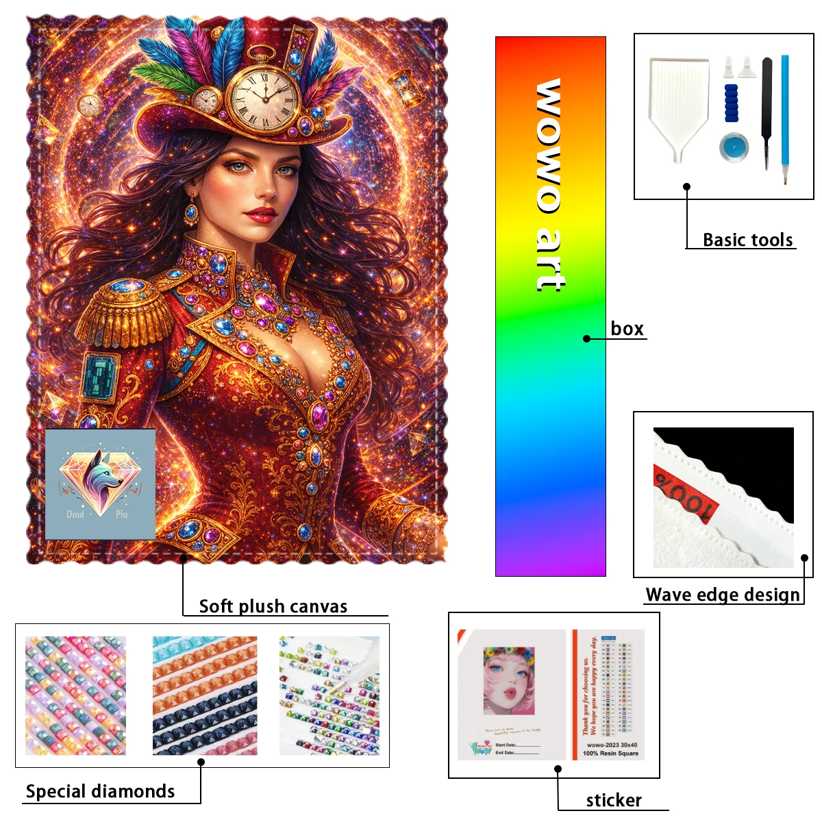 

【Piu Diamond Art】Clock Queen 100% resin FD+ab+xc Diamond Stamping Kit Perfect Masterpiece worth Buying