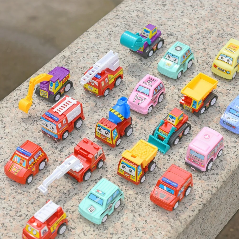 6 Pack Pull Back Cars for Kids Mini Construction Vehicle Set Fire Truck Models Inertia Powered Toy Cars for Boys and Girls